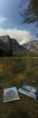 Kevinmaddrey:  Painting The Tenaya Fire In Yosemite Valley 