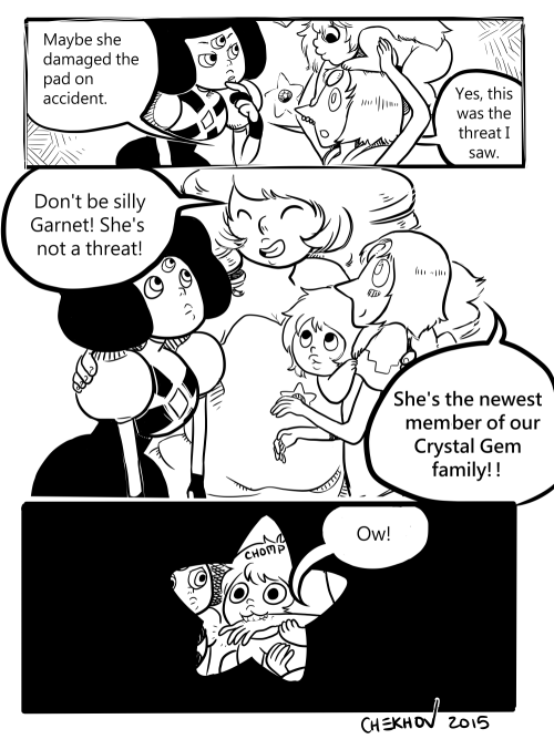 chekhovandowl: Garnet can see the future, and the future is full of messes and fake baby wrestling.