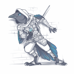 hextrudedcubes: momnar:  momnar:  Beautiful Magpie Kenku Friend! Break into your local jewler’s and you will find a birb and thief!! Local sneak works as a rogue and a pickpocket but wears a suit of stolen armor she found in some haunted mansion because