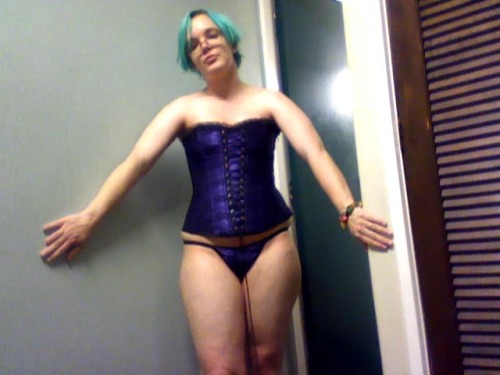 Porn photo msunsolvedmystery:  Purple corset and g string.