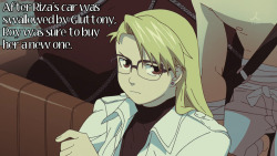 fullmetal-headcanon:   After Riza’s car