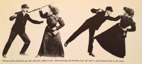 weirdvintage: “A threatened woman wields her bumbershoot against a masher.  Here she is d