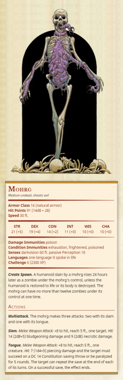 thirdtofifth:MohrgMedium undead, chaotic evilArmor Class 16 (natural armor)Hit Points 91 (14d8 + 28)