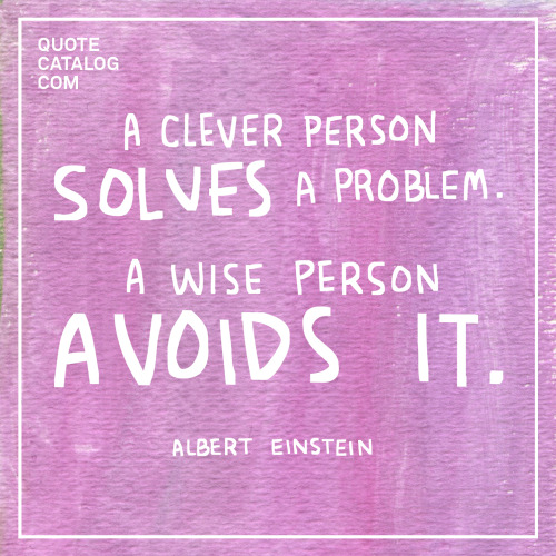 &ldquo;A clever person solves a problem. A wise person avoids it.&rdquo;—  Albert Einstein