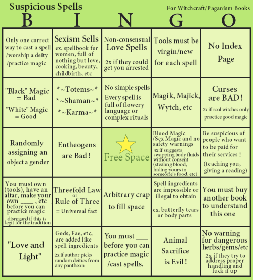 breelandwalker: asksecularwitch: meudwen: Made some shiny new bingo sheets for asksecularwitch! I ho