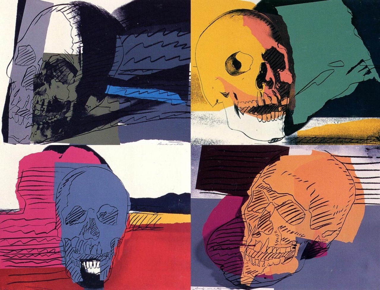 artimportant:  Andy Warhol - Skulls, 1976  four screenprints in color 