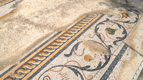 Cyclades, Archaeological Museum of Paros:Mosaics with a depiction of the labours of Hercules. The mo