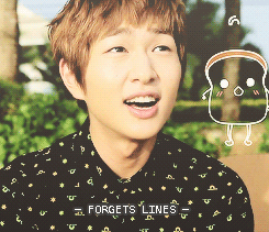    Onew's first attempt on singing the "Bread Song."     
