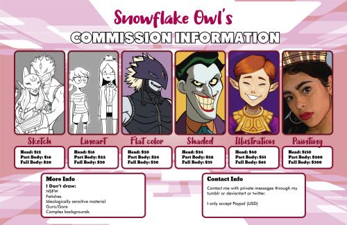 snowflake-owl:Commissions are open!