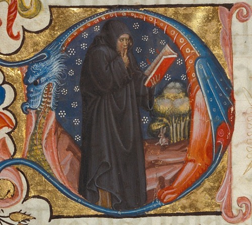 Initial D: A Monk with his Finger to his Lips, Italian, about 1420