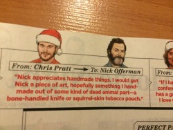 in-dreams-we-enter-a-world:  Here are all the of Parks and Rec secret Santa things in Entertainment Weekly 