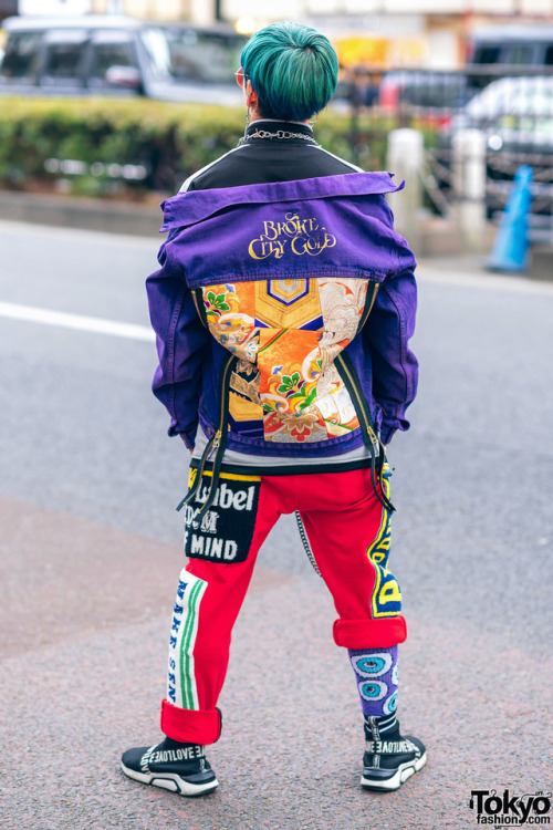 Shiryu and Ken - both 18 years old - on the street in Harajuku wearing fashion by Broke City Gold (t