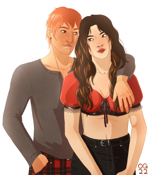 commissioned the very talented @impossible-rat-babies to draw my ocs, andie and francis.you should c