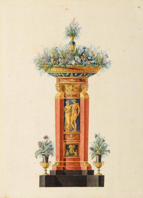 A Design for a Jardinière, with a Relief of Venus and Apollo by Charles Percier, 1801-05.
