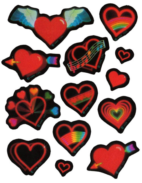 transparentstickers:80′s Rainbow Hearts stickers by Hallmark