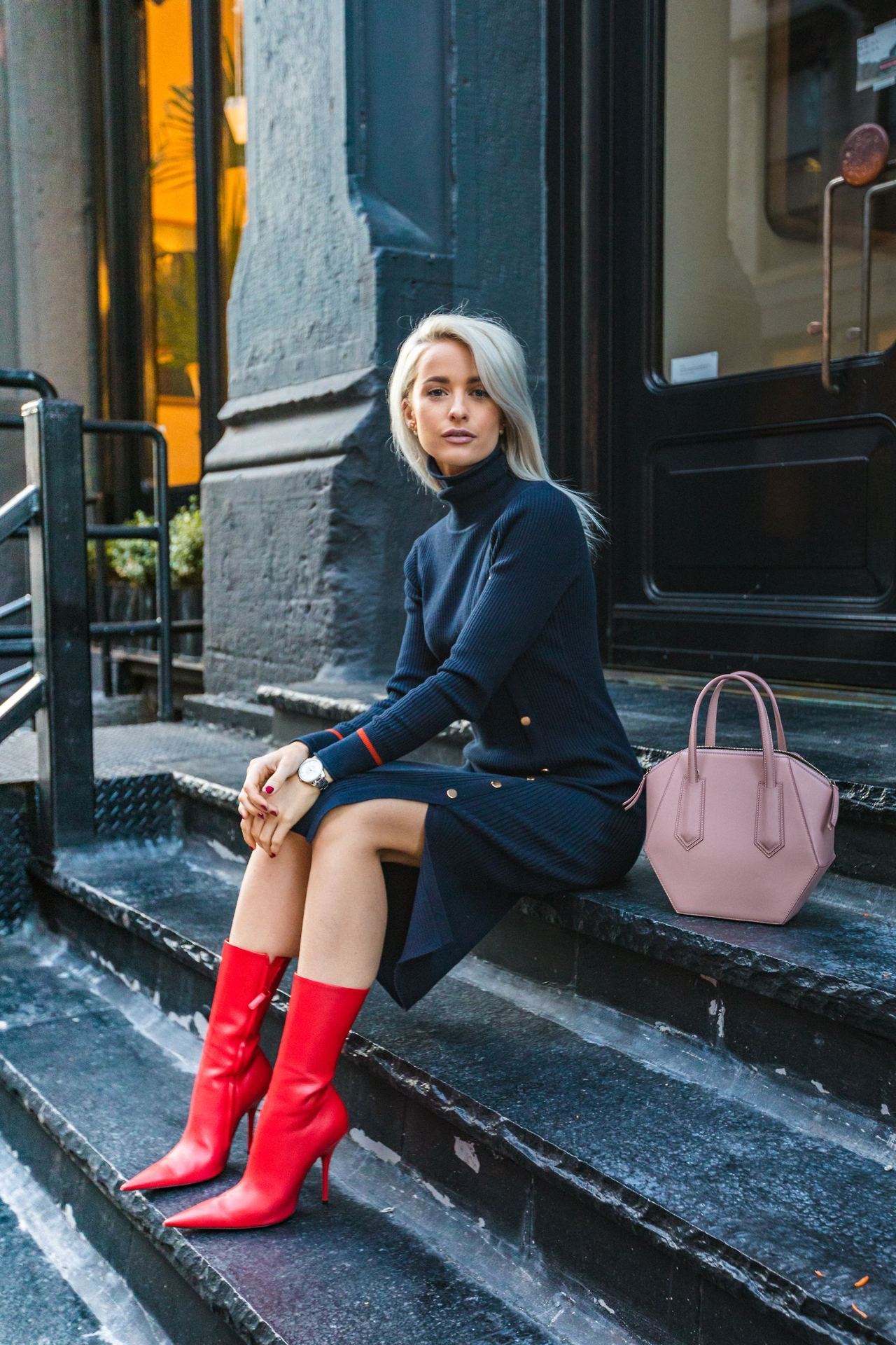 fashion-boots: Victoria Magrath from inthefrow in red Balenciaga boots ...