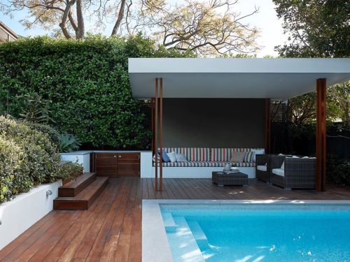 Pool and Cabana from our Lane Cove project. #thinkoutsidegardens #landscapearchitecture #landscaping