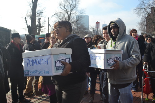 Yesterday, we turned in 285,000 signatures to get a higher minimum wage and earned sick time on the 