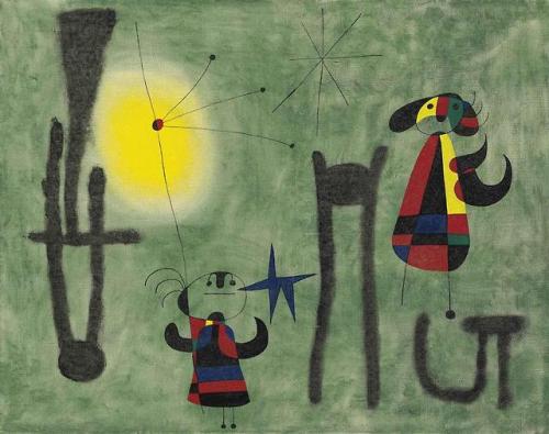 theegoist:Joan Miró (Spanish, 1893-1983) - L'Oiseau s'envole vers la zone où le duvet pousse sur les