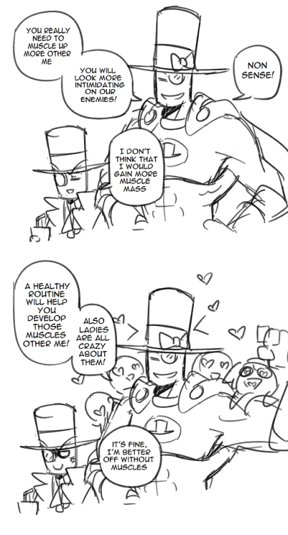 theinsanefruitloop-chan: Twitter doodles I guess…? I just imagine that the Demencia’s white hat version is those stereotype heroes like a show off or something? XD 