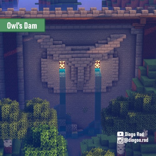 Minecraft Statue | Owl’s Dam |  A Reimagined Fantasy Dam in minecraft. Tutorial available on YouTube