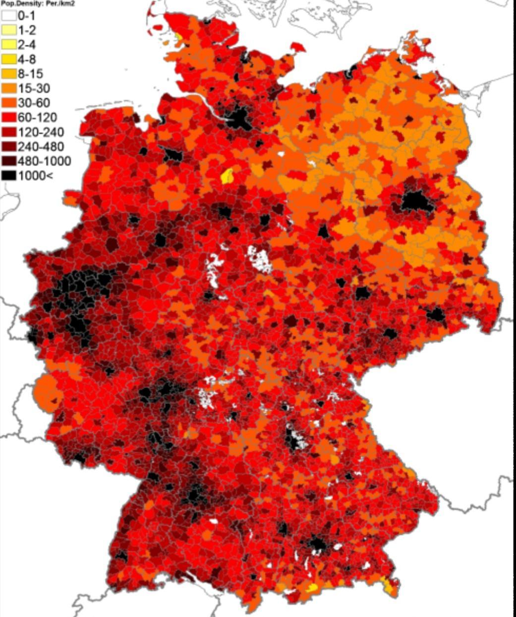 Germany population density - Maps on the Web