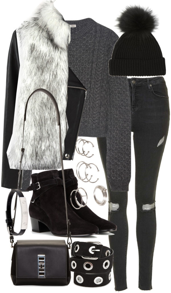 Untitled #18629 by florencia95 featuring forever 21 jewelry
Miu Miu cable knit sweater, 535 AUD / Chicnova Fashion faux fur vest, 44 AUD / Acne Studios black jacket, 1 695 AUD / Topshop black skinny jeans, 105 AUD / Yves Saint Laurent black ankle...