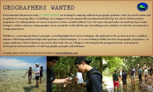 Field Geographers looking for an awesome outdoor job in Southeast Asia look no further&hellip;. 