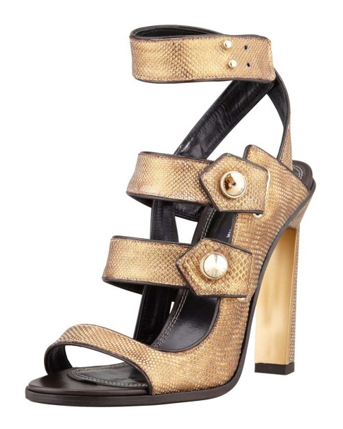 High Heels Blog Derek Lam Beatrice Snakeskin Strappy Sandal, Bronze via Tumblr