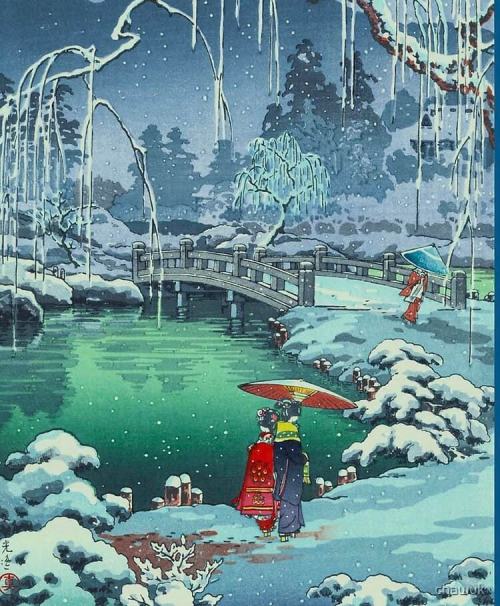 Tsuchiya Koitsu (Japan, 1870-1949)Snow at Maruyama, Kyoto, 1936