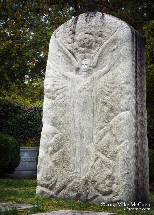 The enormous Spencer monument stands nearly sixteen feet tall and three feet thick.Oak Hill Cemetery