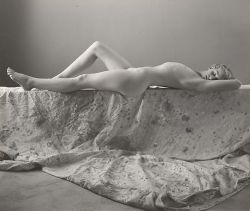 fragrantblossoms:  George Platt Lynes, Nude Young Girl Reclining on Drop Cloth, ca. 1952. 