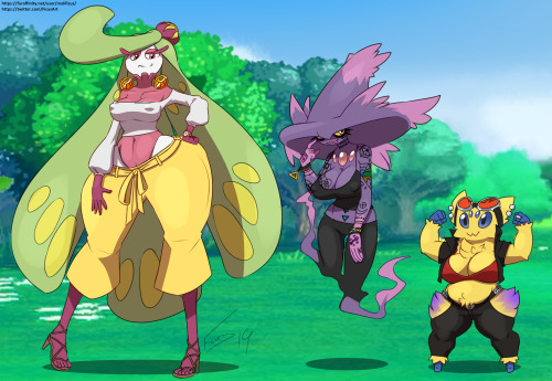 ficusart:my tsareena never got used, but lavender super loves faer mismagius, and lilac regularly uses her lilac.