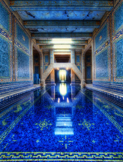 sixpenceee:The Azure Blue Indoor Pool at