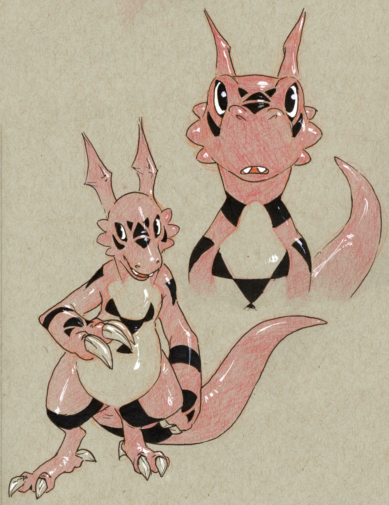 merelyafluke:  Some pretty old Guilmon sketches.