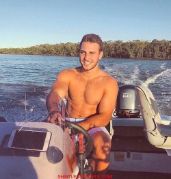 shirtless-people:  Australian rugby player Karl Lawton shirtless boating is sexily drooling!!! http://ift.tt/2rrifRV