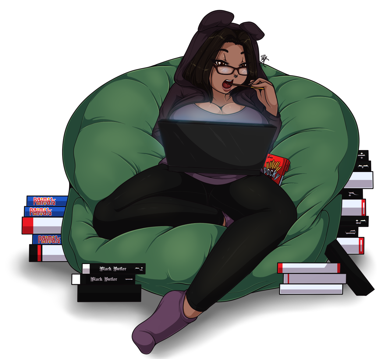 A commission for my cutie patootie bb @tentacleyumyum of her being adorable in her