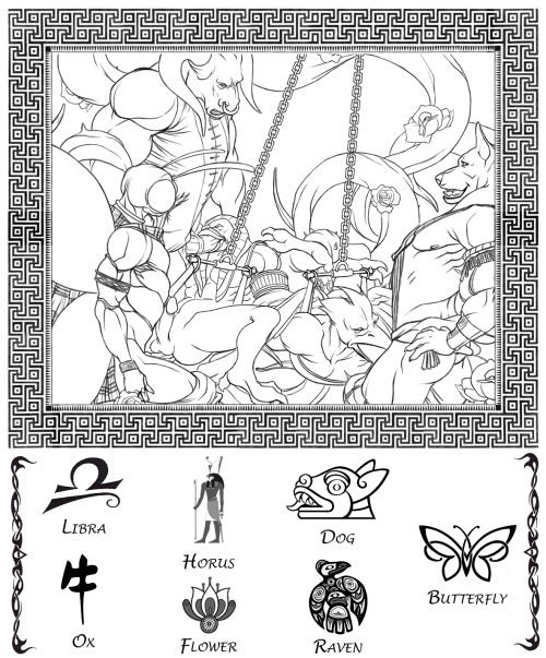 homodracofilo:  Zodiac orgies - by  nexus (* * * * * * *) (I post it at last) (contains straight content… but it’s one of those symbolic exceptions :P) 