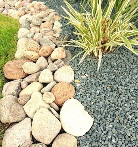 Landscape - Asian LandscapeAn Illustration Of A Summertime Front Yard Stone Garden Path In A Mid-sized,