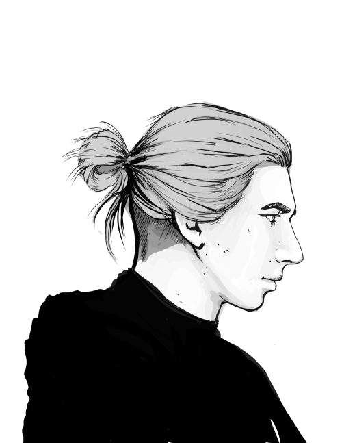saintvader: The more I draw Kylo the less regulation his hair gets. Shoulder length hair + undercut 