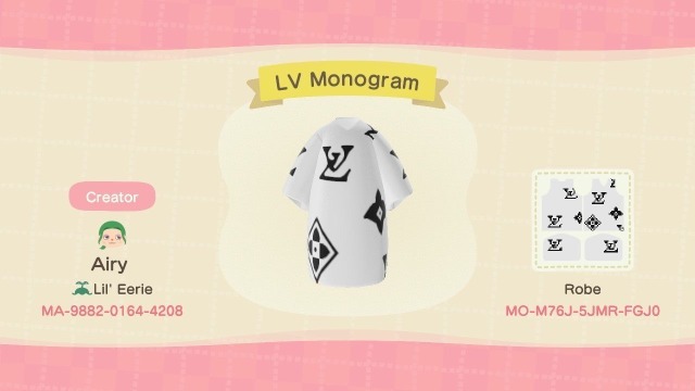 lv monogram dress robe designed by airy of lil' - ACNH Custom Designs