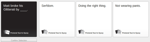 musersagainsthumanity:A few screenshots from tonight’s MAH game.~ Eliza (@killedbydrcnes)