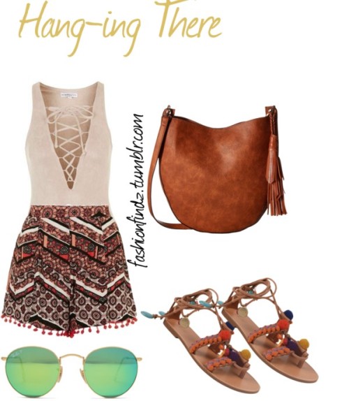 Hang-ing There by fashionfindz featuring a purse crossbodyTopshop v neck top, $28 / Topshop tribal s