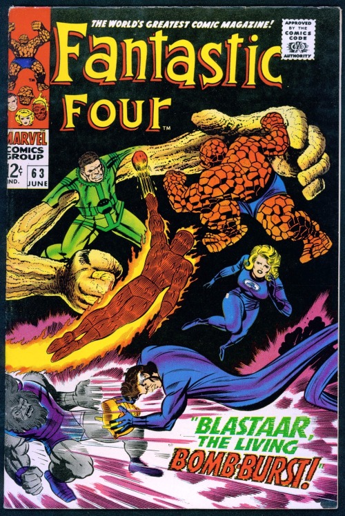 Fantastic Four # 63 , June 1967 , Marvel ComicsOn the cover : Mister Fantastic [ Reed Richards ] ; H