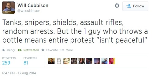 grubsludge: iwriteaboutfeminism: A sample of tweets on #Ferguson tonight, 8/13/14 &ldquo;Justice