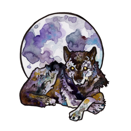 I made this watercolor and ink painting to celebrate The Full Wolf Moon.January’s moon asks us