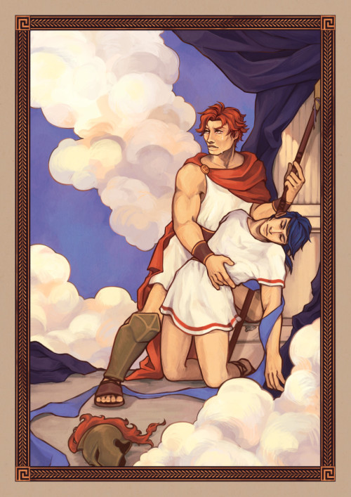 another piece from last year, sylvain and felix as achilles and patroclus for @fodlansfables
