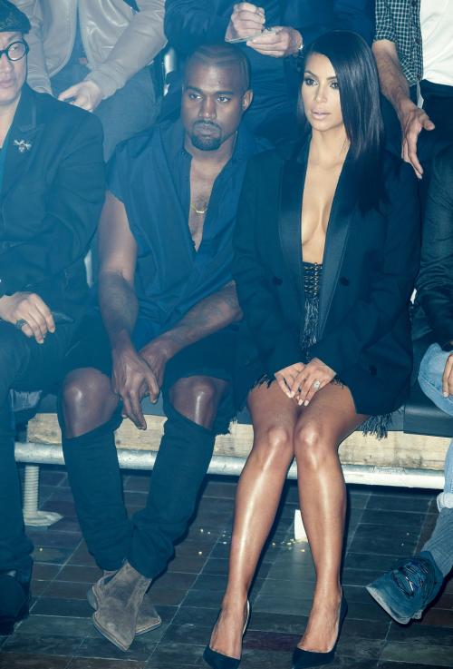kimkardashianfashionstyle:  September 25, 2014 - Kim Kardashian & Kanye West at the Lanvin SS 2015 Fashion Show in Paris.