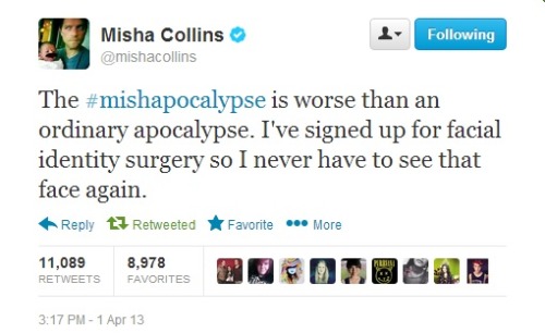 theoncomingmoose:onoahczerny-archive-blog:A reminder that Misha does in fact find the mishapocalypse