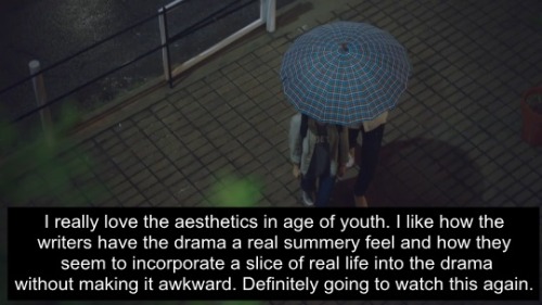 kdramaconfessions: “ I really love the aesthetics in age of youth. I like how the writers have